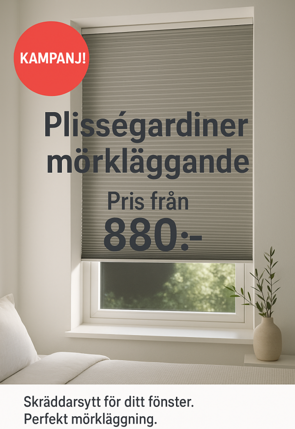 dubbel plissegardin, mörkläggande plissegardin, plissegardiner, plissegardin